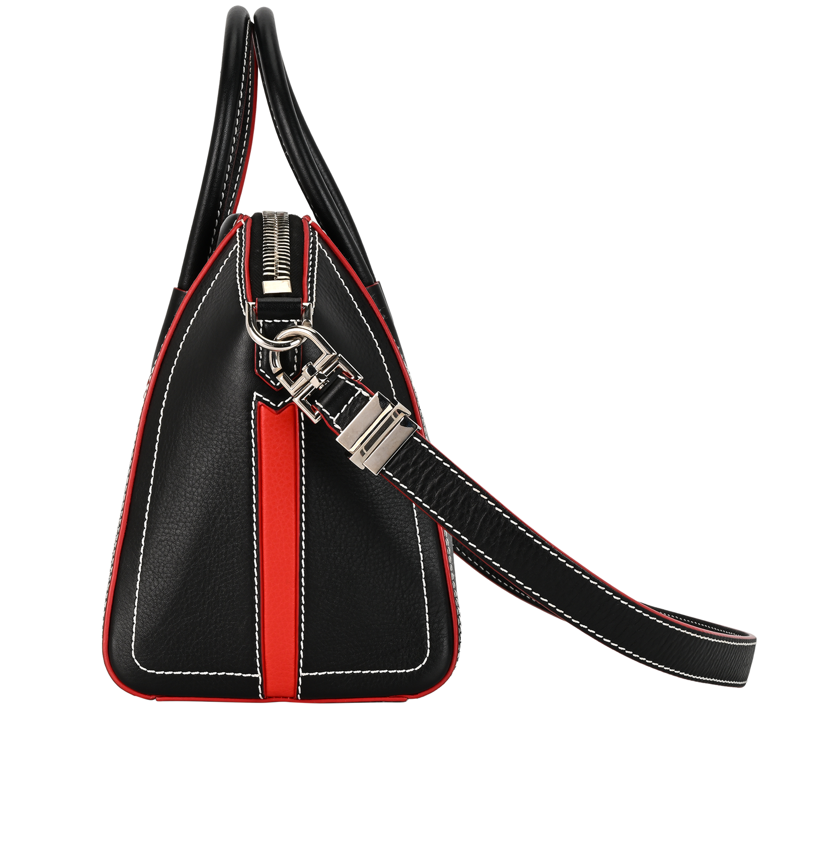 Contrast-Stitched Small Antigona, &pound;495, Handbags, Black/Red, Leather, Bottom view